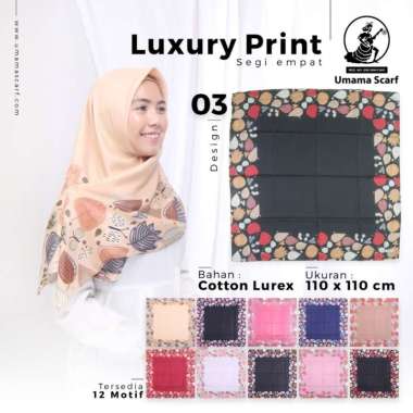 JIBAB SEGI EMPAT UMAMA LUXURY MOTIF 03 ORIGINAL by UMAMA Hitam