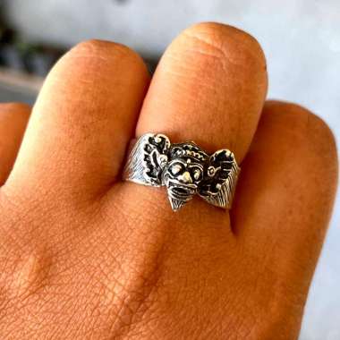 Cincin Ring Perak silver Ukir Barong Rangda Midi Bali Kecil Asli 925 Pria Laki Custom Etnik
