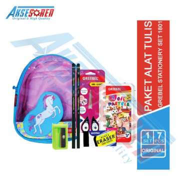 Aksesoren Paket Masuk Sekolah [Greebel Stationery Set 1801] / 1 Set Perlengkapan Sekolah / Tas + Ala