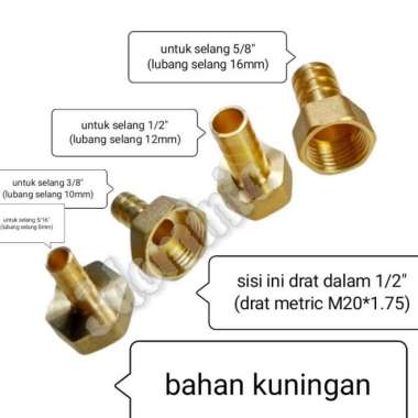 sambungan drat dalam 1/2 ke selang air rumah rumahan pipa ledeng kebun - ke selang 5/16 Murah