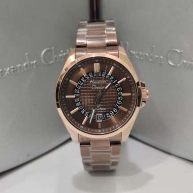 JAM TANGAN PRIA ALEXANDRE CHRISTIE ORIGINAL AC 8691 MD BROWN ROSEGOLD