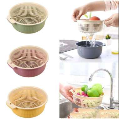 Baskom Saringan Sayur 2 IN 1 Keranjang Cuci Buah Sayur Bahan Plastik Besar