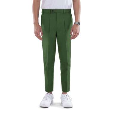 Kasual Celana Green Smart Waist Ankle Chinos Stretch Pria L