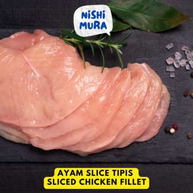 Ayam Slice 1kg 500gr - Dada Tipis Sliced Chicken Fillet - BBQ Iris Marinasi Chiken Halal by Nishimur