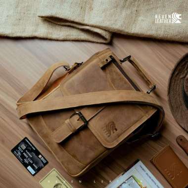 Tas Selempang Pria Kulit Sapi Premium Steiner Slingbag Tas Lokal Branded Tas Pria Terbaru Tan
