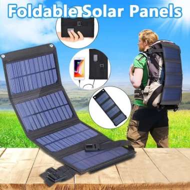 Solar Panel Portable Tenaga Surya Matahari Solar Cell 10W 4 Folding Charging Board cocok untuk Campi