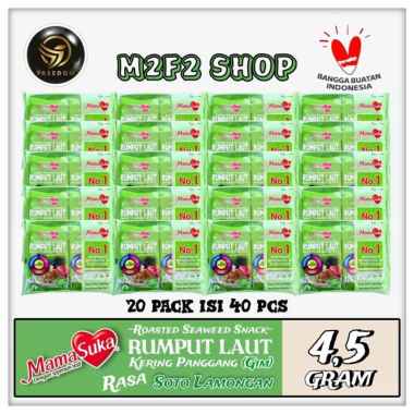 MamaSuka Snack Rumput Laut Panggang Rasa Soto Lamongan - 4,5 gr (Kemasan 20 Pack)