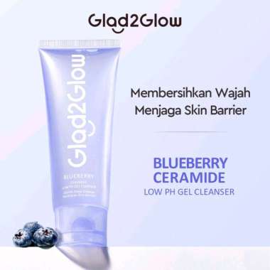 Glad2Glow Blueberry Ceramide Low pH Gel Cleanser 100ml Pembersih Wajah