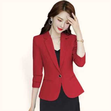 Blazer Kerja Kantor Wanita Gaya Korea Cantik Murah Terbaru - Jfashion Yoona XXXL Merah