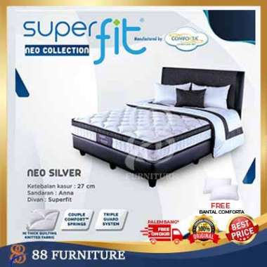 Springbed Comforta NEO SILVER Kasur Spring Bed Set Lokal Full Set Divan Dipan Lokal 120x200