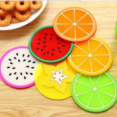 Tatakan Gelas Anti Panas Alas Motif Buah Batik Anti Slip Cup Mat Batik Floral