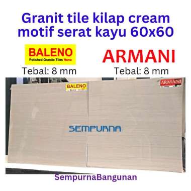 Granite granit tile cream krem motif serak garis kayu kilap glossy Baleno P6140 Armani 6A140 60x60 printing Armani
