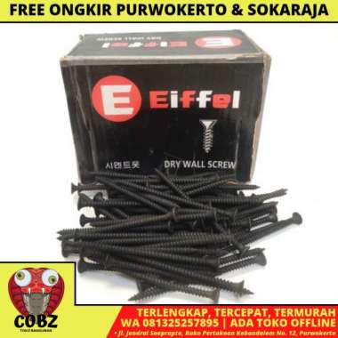 #8 x 3 IN / EIFFEL Sekrup Gypsum Screw Plafon Board GRC Hitam Dus