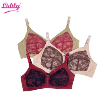 Lidily - Bra Tanpa Busa Tanpa Kawat Renda | BH Brokat BH Mama SK611 42