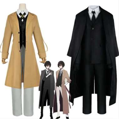 ZS (COD) JAKET JUBAH COAT PARKA DAZAI OSAMU BUNGOU STRAY DOGS COSPLAY XL Hitam