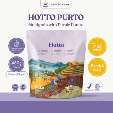 HOTTO PURTO MULTIGRAIN With Purple Potato 1 POUCH - 16 SACHET Ubi Ungu Oatmeal Sereal Powder 7 sache
