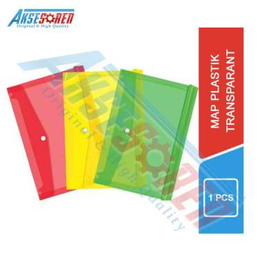 Aksesoren Map Plastik Transparant [1 Pcs] / Tempat Penyimpanan Dokumen / Map File Kancing Tali Polos