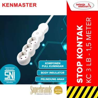 KENMASTER Stop Kontak Kabel 1,5 meter+Saklar STKA129 KC-04