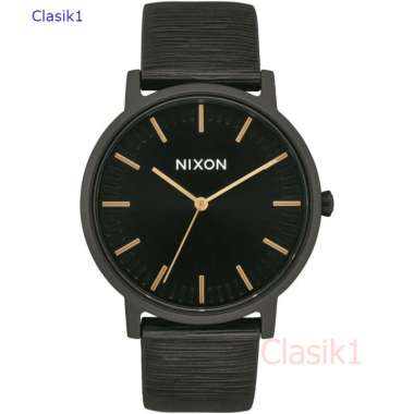 Original 100%!! Jam Tangan Pria NIXON A10582987 PORTER LEATHER ALL BLACK GOLD Garansi Resmi 2 Tahun