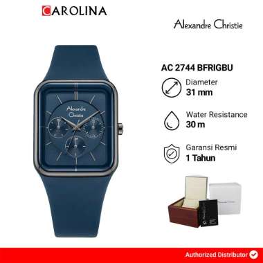 Jam Tangan Wanita Alexandre Christie Multifunction AC 2744 BFRIGBU Blue Dial Blue Rubber Strap [ Jak