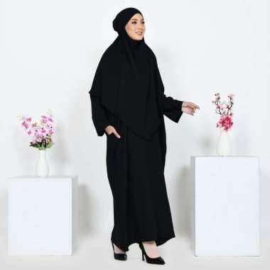 Gamis Syari Set Jilbab Cadar Yoora Gamis Syari Polos Gamis Set Terlaris Semua Ukuran Hitam