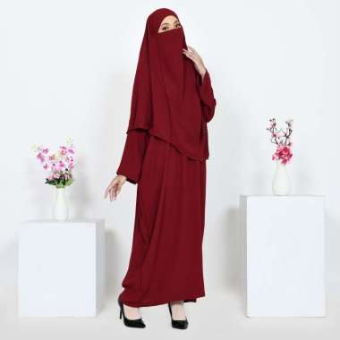 Gamis Syari Set Jilbab Cadar Yoora Gamis Syari Polos Gamis Set Terlaris Semua Ukuran Maron