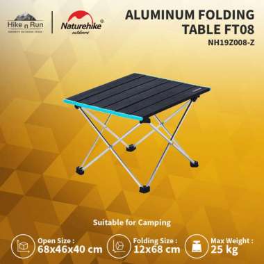 Meja Lipat Aluminium Large Naturehike FT08 NH19Z008-Z Black