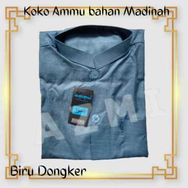 Terbaru Baju Koko Ammu Bahan Madinah Biru Dongker Premium Class Limited Edition L