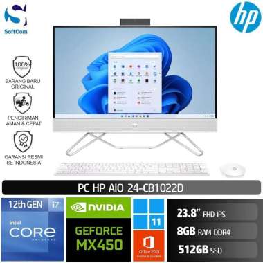 PC HP AIO 24 cb1022d Desktop PC [Core i7-1255U/8GB/512GB SSD/MX450 2GB/23.8" FHD IPS/Win 11 Home+OHS