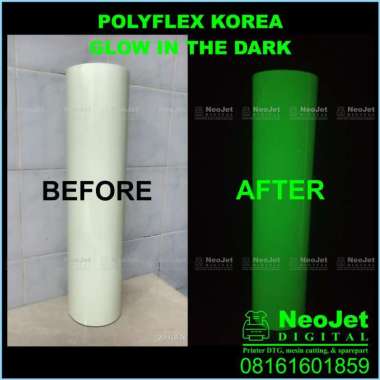 Polyflex Glow in the dark Korea Biru Sablon Custom Distro Poliplek Hijau