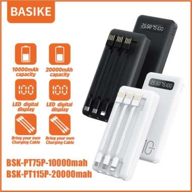 Powerbank 20000Mah Atau10000Mah Basike Dengan 3 Kabel Pengisi Daya multicolor