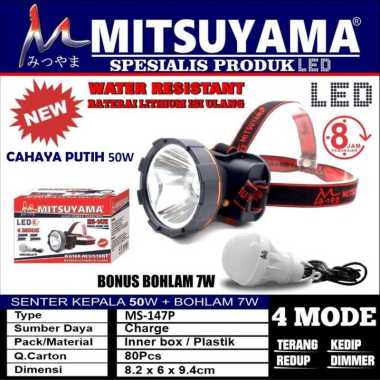 Senter Kepala LED Mitsuyama MS 147P MS 147K MS 167P MS 177P LED Headlamp Bonus Lampu LED MS 147P (Pu
