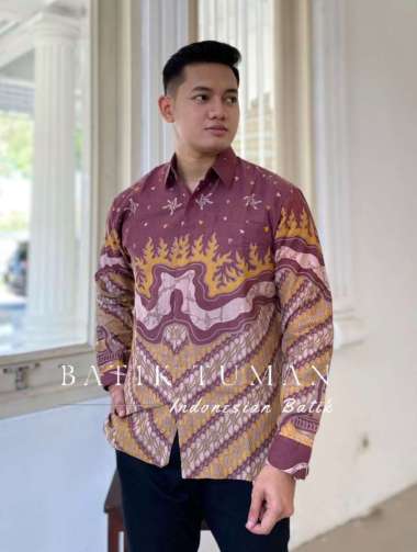 SANGAJI MAGENTA PASTEL Kemeja Batik Pria Warna Magenta Pastel Bahan Dolby Kemeja Batik Lengan Panjan