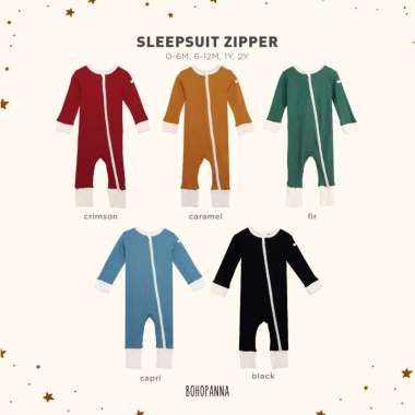 BOHOPANNA - SLEEPSUIT ZIPPER - Baju Tidur Bayi 2 Tahun CARAMEL