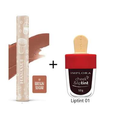Paket Hemat Ombre Hanasui Brown Sugar + Liptint Implora 01