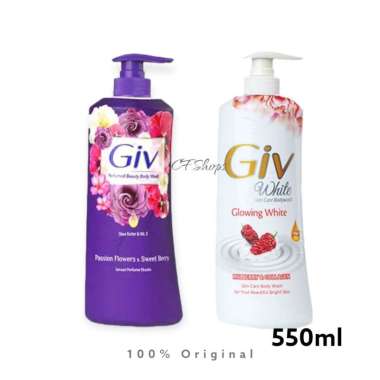 GIV BodyWash Sabun Mandi Cair Botol Pump - 550ml MulberryPutih