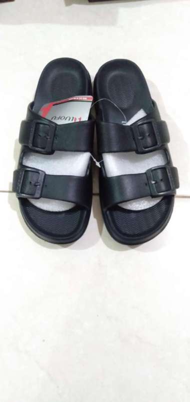 Sandal Pria Selop Cowok Import Luofu E6194 43 Hitam