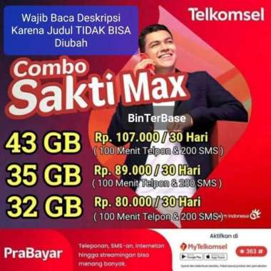 kartu sakti Telkomsel Bisa beli 15gb + 300 mnit + 400sms tsel no. acak Menu 43Gb