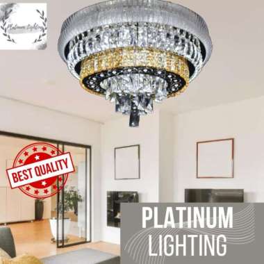 Lampu Plafon Minimalis Bulat Motif Bunga Crystal 2 Warna