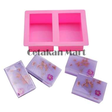CMart Cetakan Silikon Resin Sabun Lilin Craft DIY Twin Box 8x5x3.1 Cm