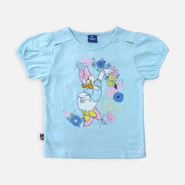 Tshirt/ Kaos Anak Perempuan Biru/ Daisy Vintage 3-4 tahun