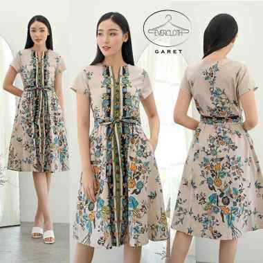 Evercloth Garet Dress Batik Wanita Dress Wanita Batik Couple Dress Pita XL