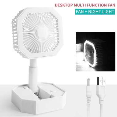 Kipas Angin Kotak Lipat Mini Portable LED Fan Lampu Belajar Tidur Emergency Sleep Lamp USB Rechargea