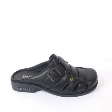 Finotti B 512 Sepatu Sandal Cowok Kulit Premium / Sendal Selop Pria Asli Original / Sandal Bakpao Casual 38 hitam
