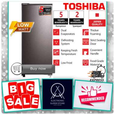KULKAS 1 PINTU TOSHIBA GR-RD235CC-DMF GR RD235CC DMF SUPER LOW WATT FAST COOLING LEMARI ES 1 PINTU T