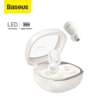 BASEUS WM02 PLUS TWS HEADSET BLUETOOTH EARPHONE MINI EARBUDS HANDSFREE Putih
