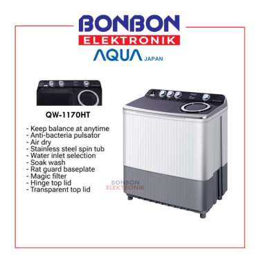 AQUA Mesin Cuci 2 Tabung 11 Kg QW 1170 HT / QW1170HT