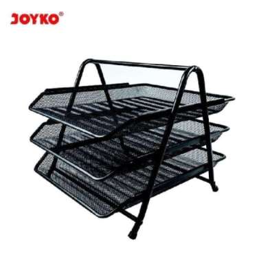 jaring besi elevated letter tray rak kertas dokumen [3 susun] ( set ) Multicolor