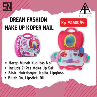 mainan anak perempuan koper make up/make up nail dream fashion king Multicolor