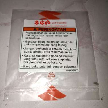 Stiker Peringatan ukuran 5.7cm x 6.7cm untuk semua type Motor Suzuki Original SGA